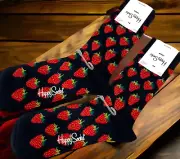 Happy socks, Strawberry with blk , 2 pc per order socks size 10-13 #9H
