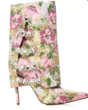AZALEA WANG Tilley Multi Flower Print Fold Over Stiletto Heel Bootie Size 7