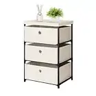 Fabric 3-Drawer Storage Organizer Unit for Closet, Dresser Chest with Top Shelf