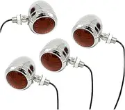 Turn Signal Indicator 12V 4pcs Amber Motorcycle Scooters Bullet Turn Signal Light Blinker Indicator Radial Type Lens with 10mm Mounting Bolt