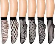 [MESU] 6 Pairs Lace Ankle Socks for Women Fishnet Short Mesh Dress Socks