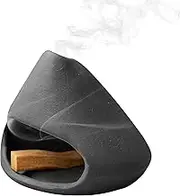 MrMrKura Palo Santo Holder Ceramic Incense Burner Holder Sage Holder for Burning, Ash Catcher Mini Chiminea Unique Home Decor for Meditation/Yoga (Black)