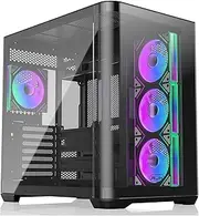 RAIJINTEK ATREUS BT4 Black Mid-Tower E-ATX PC Case, Curved Glass Front & Side Panels, 4 x 120mm Infinity Mirror ARGB PWM Fans, High-Airflow, Vertical & Horizontal GPU Support (0R20B00255)