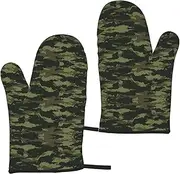 [COMAAM] Camouflage Insulation Gloves (2-Piece Set) Microwave Oven Gloves For Barbecue Cooking And Baking