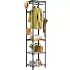 Coat Rack Freestanding R1 Hall Tree With 4 Storage Shelves And 16 Hooks Small