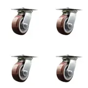 5 Inch Polyurethane Caster Set with Roller Bearings and Swivel Locks SCC