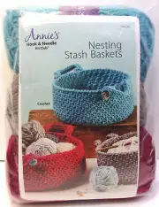 Annies Hook & Needle Kit Club Nesting Stash Baskets Crochet Yarn & Pattern (New)
