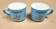 OpalHouse Set Of 2 Pupper Stoneware Mugs Blue/White Pet Dog Coffee Cups