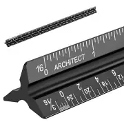 Architectural Scale Ruler, Imperial Measurements 12'', Laser-Etched Black