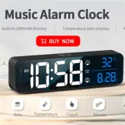 16" Large Digital LED Wall Clock Snooze Alarm With Calendar Temperature Remote