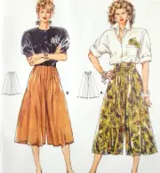 Vtg Uncut Burda 5145 Sew Pattern Pleated Pant Split Skirt Culottes Gauchos 8-18