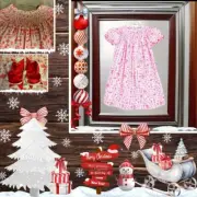 Girls NWT Classic Whimsy Smocked Dress Long Christmas Free Bow 2T