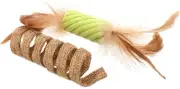 Ware Manufacturing 2 Pack Of Unpredictable Spring Cat Toy With Feathers - 3 Pack