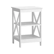 3-Tier Nightstand Side Table X-Design End Table Storage Stand Bedroom