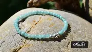 Stretch Bracelet with Sterling Silver and Amazonite. Handmade.