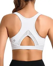 [RUNNING GIRL] Sports Bras for Women High Support Moulded Cup High Impact Sports Bras Racerback Workout Running Yoga Bra, 3045 White, Small