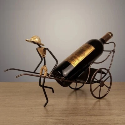 Nostalgic Style Rickshaws Wine Rack Retro Iron Art Wine Bottle Holder Display