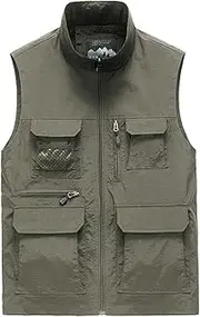 [AKTQL88] Men's Gilet with Multi Pocket Sleeveless Waistcoat Outdoor Fishing Photography Vest Mesh Breathable Vest