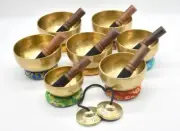 4-6"Palm Size Singing Bowl set of 7 Chakra Tuned Seven Note Singing Bowl mallet