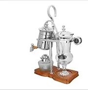 Manual Vacuum Coffee Maker, Stainless Steel, Borosilicate Glass, Excellent Flavor, Detachable Filter, Suitable for Home Kitchen and Office-Silver