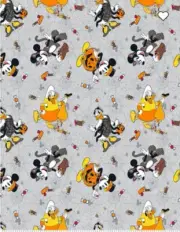 Halloween Minnie Mickey Friends Spider Web Toss Fabric 25" Cotton .7yd