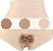 [Tex-Eorey] Crossdresser Panties Men's Hiding Gaff Silicone Boxer Briefs or Crossdresser Transgender Drag Queen,Ap60b~White,with Hair