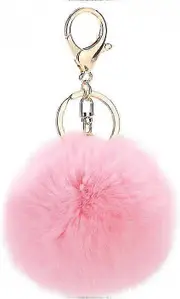 SZTXJ Soft touch imitation rabbit fur pompom key ring - Pink