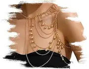 [LBEIPDN] Boho Layered Chest Chain Vintage Shoulder Chain Multi Layer Beaded Tassels Body Chain Rave Party Beach Body Accessories for Women, one size, metal alloy, No Gemstone