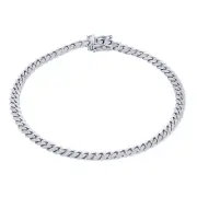 10K White Gold Solid 4mm Miami Cuban Link Chain Mens Bracelet Lobster 8.5"