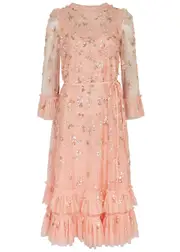 Needle & Thread Bloom Gloss Embellished Tulle Midi Dress - Coral - 12 (UK16 / XL) 12 (UK16 / XL)