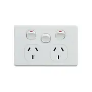 Classic Double Power Point With 16Ax Extra Switch Horizontal Pack