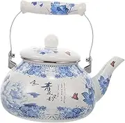 AUTSUPPL Handled Enameled Teapot Stovetop Induction Compatible Kitchen Kettle with Narrow Spout Lightweight Design for Tea Coffee Lovers for Home Hotel Use