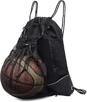 ACEmedia Drawstring Backpack Portable Adjustable Soccer Gym Bag Detachable Ball String and Side Pocket Mesh Gym Bag Backpack Sports