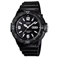 在飛比找博客來優惠-【CASIO】潛水風DIVER LOOK系列錶-黑X淺藍錶圈