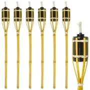 6x Yellow 60cm Bamboo Garden Fire Torches Outdoor Paraffin Oil Tiki Lantern