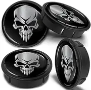 SkinoEu Set of 4 Hub Caps Hub Caps Wheel Hub Caps Wheel Hub Caps Wheel Hub Cover with Silicone Sticker 60 mm Skull CX 51
