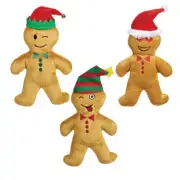 Holiday Clove Scented Emoji Expression Plush Gingerbread Man Toy for Dogs