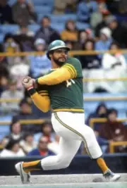 Oakland Athletics Reggie Jackson in action, at bat vs Chicag - 1974 Old Photo