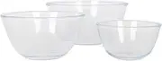 Harbour Housewares Glass Mixing Bowl Set of 3-3 Sizes - Clear - Deep Nesting Bowls Kitchen Cake Baking Cooking Measuring Serving Salad Easy Storage Food Dish