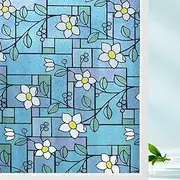 Filmgoo Privacy Window Film Stained Glass Non-Adhesive Anti UV Window Film Vinyl Static Cling Widnow Tint Decorative Window Stickers for Home Bedroom Office