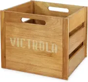 Wooden Crate - Table Top Album Holder and Organizer for All Records, Holds over