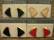 Vintage Earrings Lot NOS Enamel Carded Pierced Signed 80s Sarah Coventry