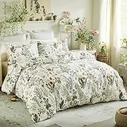 Herside Duvet Cover Super King Size - 100% Cotton Reversible Floral Super King Duvet Cover Set with Zipper Closure, 3 Pieces Soft & Breathable Green Bedding Set for All Seasons