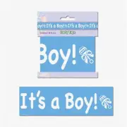 "WhimsiStream Baby Shower Decor - 3" x 20' Light Blue/White Plastic Streamer for