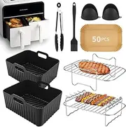 Dual Zone Hot Air Fryer Accessory Set for Ninja Foodi AF300EU, AF400EU, Innsky, Princess Dual Airfryer Accessories 7.6L-9.5L, 10 Pieces Accessories Hot Air Fryer
