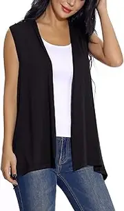 [EXCHIC] Women's Lassig Sleeveless Lightweight Cardigan Open Front Tunic Vest