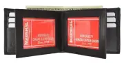 Mens Bifold Leather Wallet Secure Multi Pockets Black Billfold 2 ID WB