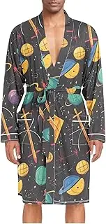[ZZXXB] Funny Physics Mens Sleepwear Robe Lightweight Nightgown Long Sleeves Spa Bathrobe with Pockets M-XL
