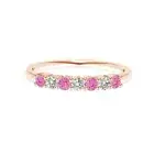 925 Sterling Silver 0.20 Ctw Round Pink Tourmaline Eternity 7-Stone Rose Ring