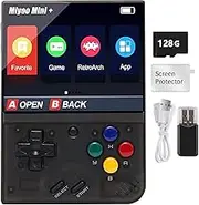 BuLuHAHA MiyooMini Plus Retro Konsole, MiyooMini+ Handheld Spielkonsole 128G, Linux System, 3.5 Zoll IPS Screen 3000mAh Pocket Handheld Game Spielkonsole (schwarz)